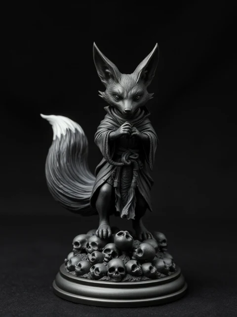 Кицунэ Ночного Шёпота Тёмное фэнтези — коллекционная 3D-фигурка