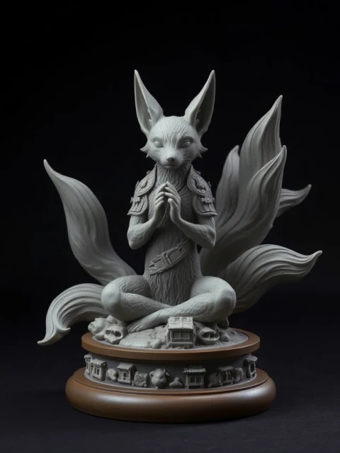 Кицунэ Серебряного Хора Реализм — коллекционная 3D-фигурка